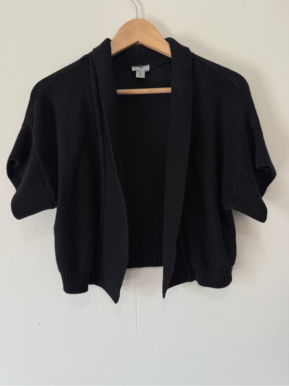 Worthington Black Short-Sleeve Open-Front Cardigan